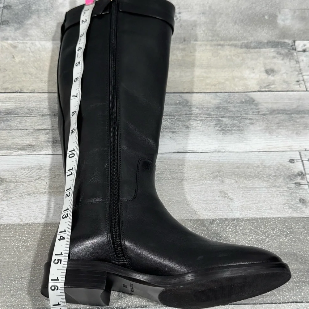 TORY BURCH EVERLY STRAP RIDING BOOTS - BLACK LEATHER - SZ - 5.5